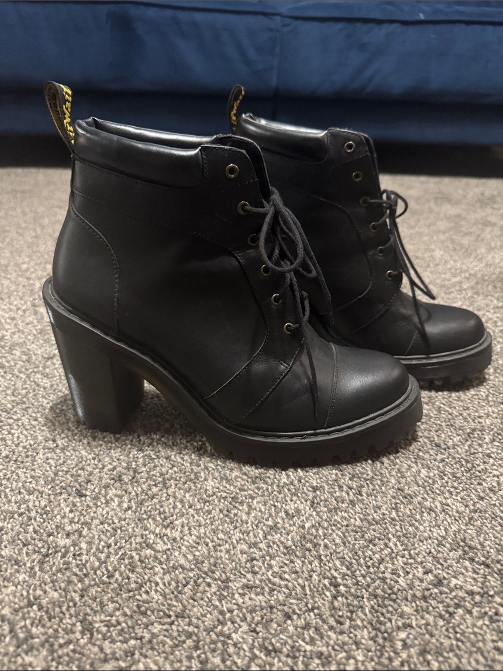 Dr. Martens Averil Black Lace-Up Chunky Heel Ankle Boots